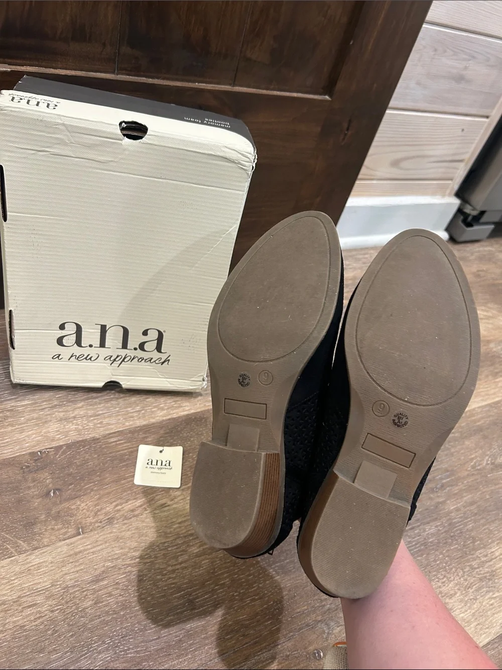 a.n.a Black Perforated Suede Ankle Booties - includes original box - Size 9